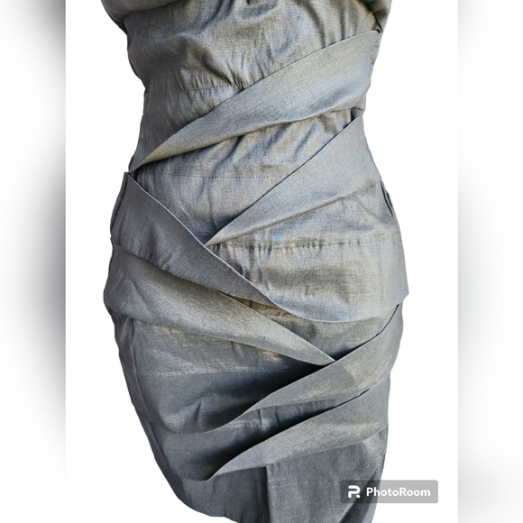 Hailey by Adrianna Papell Black Layered Dress Side Zipper One Shoulder S… - Picture 2 of 5